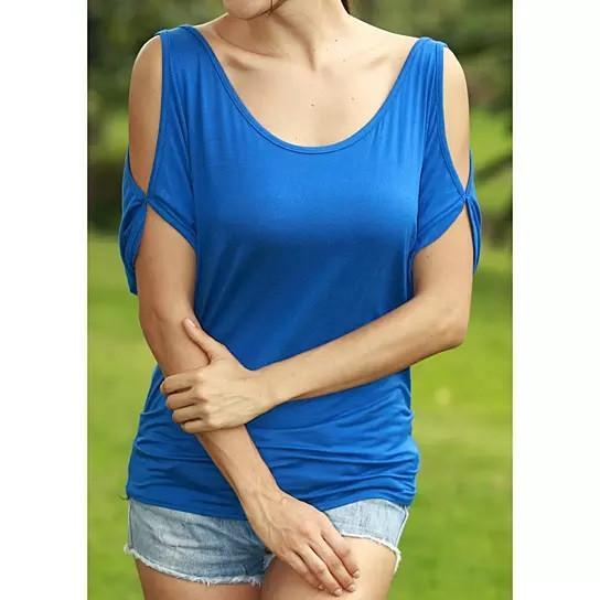 Tanishka Breezy Cut-Out Sleeve Summer Top – Coastal Cool Edition